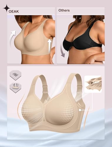 OEAK Womens Wireless Jelly Bras Plus Size Support Push Up Comfortable Bra