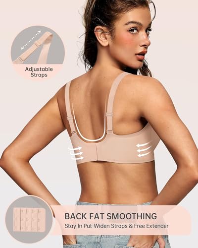 OEAK Womens Jelly Bras Wireless Deep V Bralette Comfy Push Up Tshirt Bras
