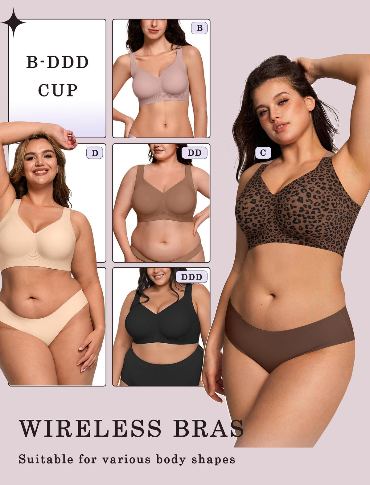 OEAK Womens Wireless Jelly Bras Plus Size Support Push Up Comfortable Bra