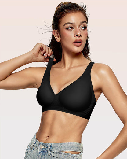 OEAK Womens Jelly Bras Wireless Deep V Bralette Comfy Push Up Tshirt Bras
