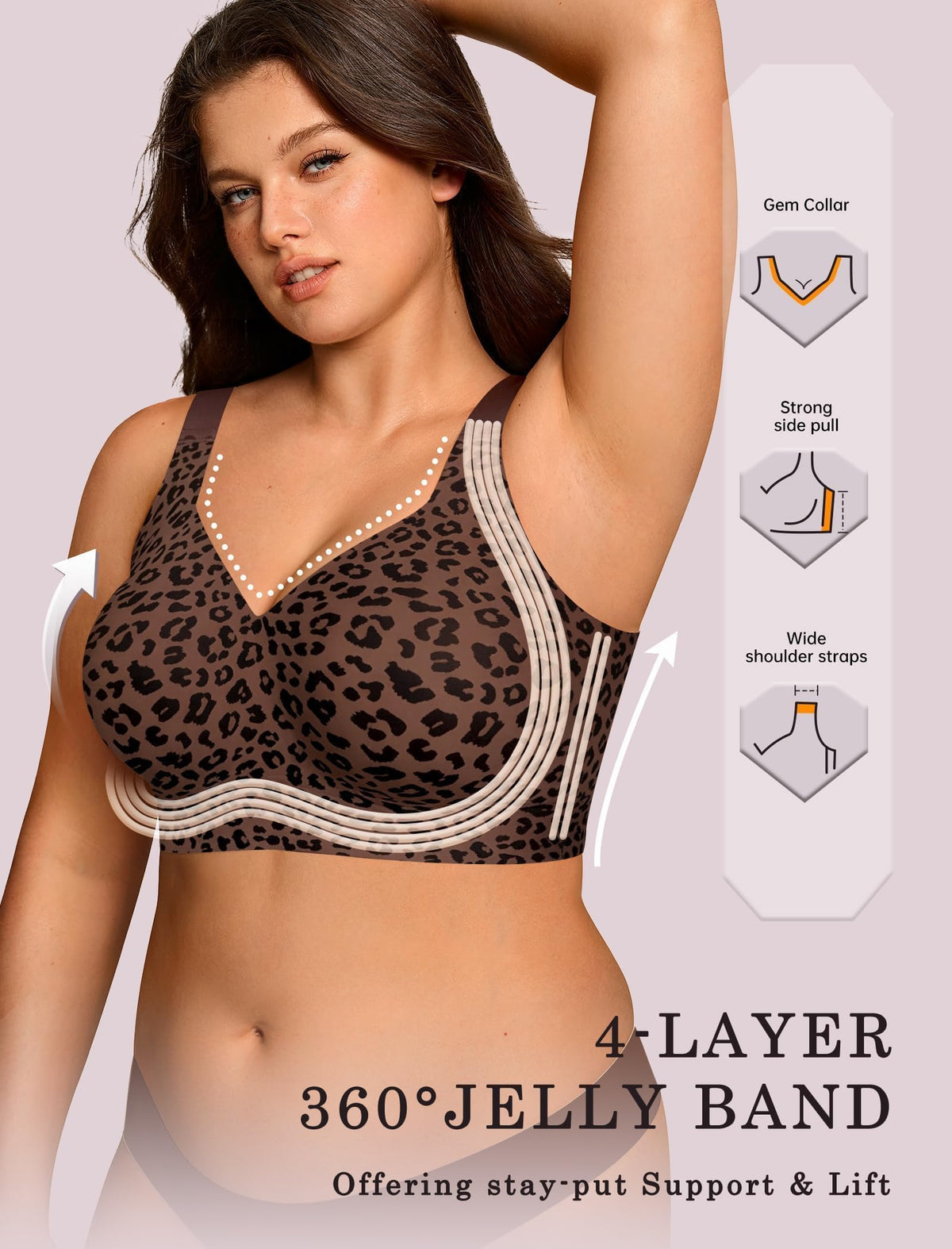 OEAK Womens Wireless Jelly Bras Plus Size Support Push Up Comfortable Bra